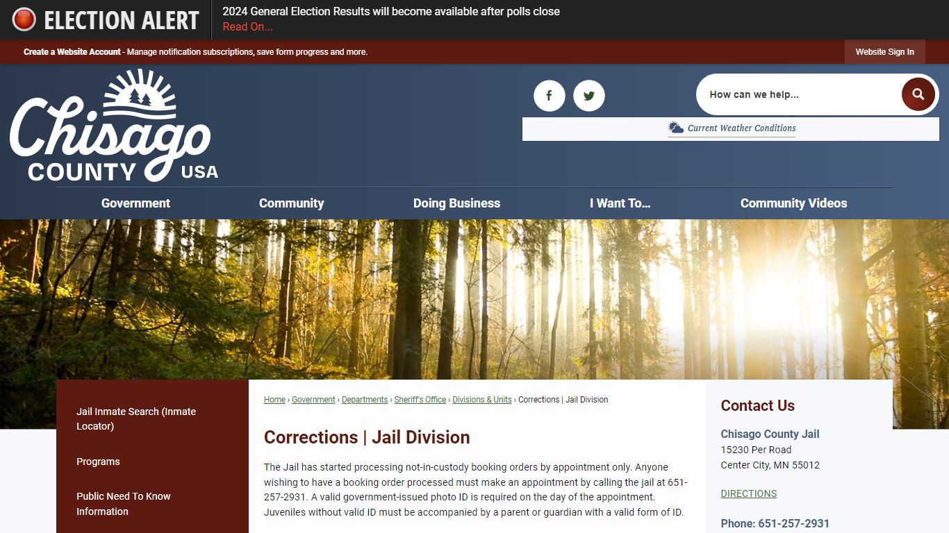 Corrections | Jail Division | Chisago County, MN - Official Website